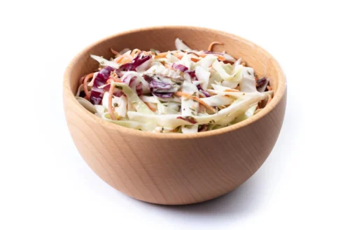 Fresh creamy coleslaw with cabbage and carrots