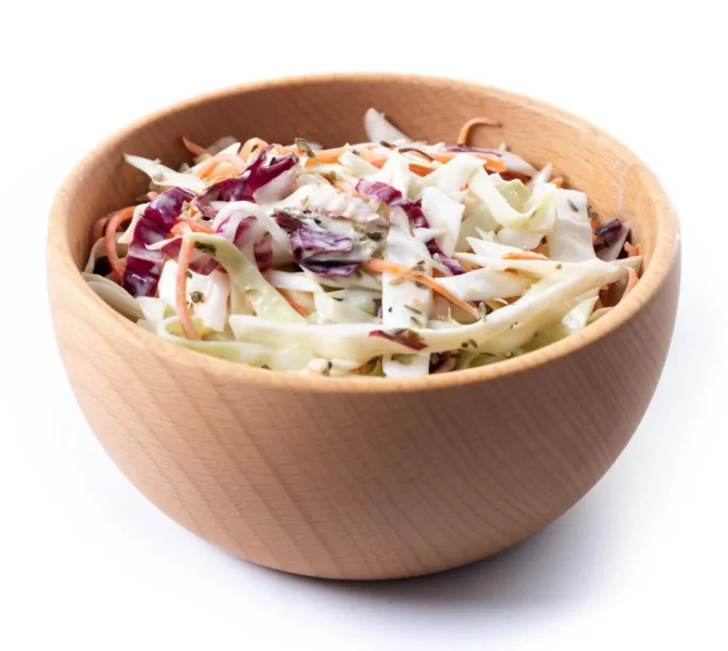 Fresh creamy coleslaw with cabbage and carrots
