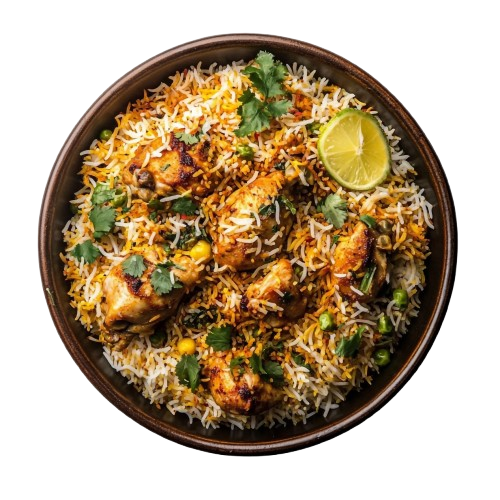 Paa's Chicken Biryani Platter with basmati rice and marinated chicken
