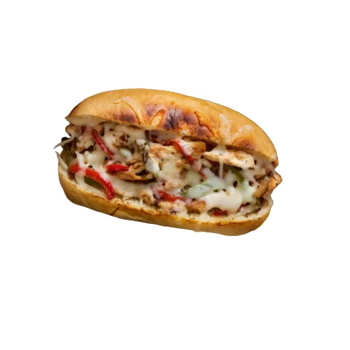 Chicken Cheesesteak with grilled chicken, peppers, and American cheese